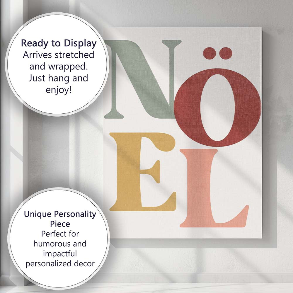 Scandinavian Noel Typography Minimalist Christmas Quote Neutral Wall Art Canvas Wall Art Print Decor Picture Ready to Hang