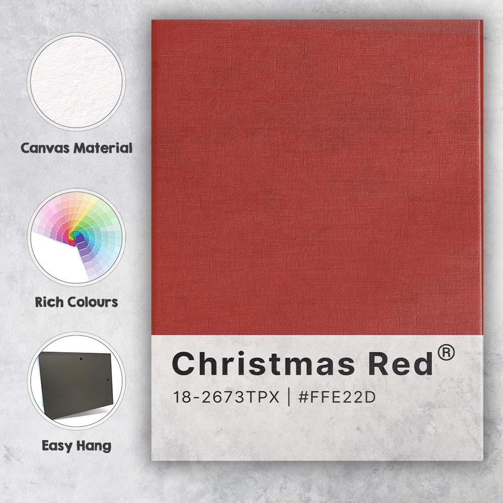Christmas Red Festive Colour Swatch Minimalist Typography Wall Art Canvas Wall Art Print Decor Picture Ready to Hang