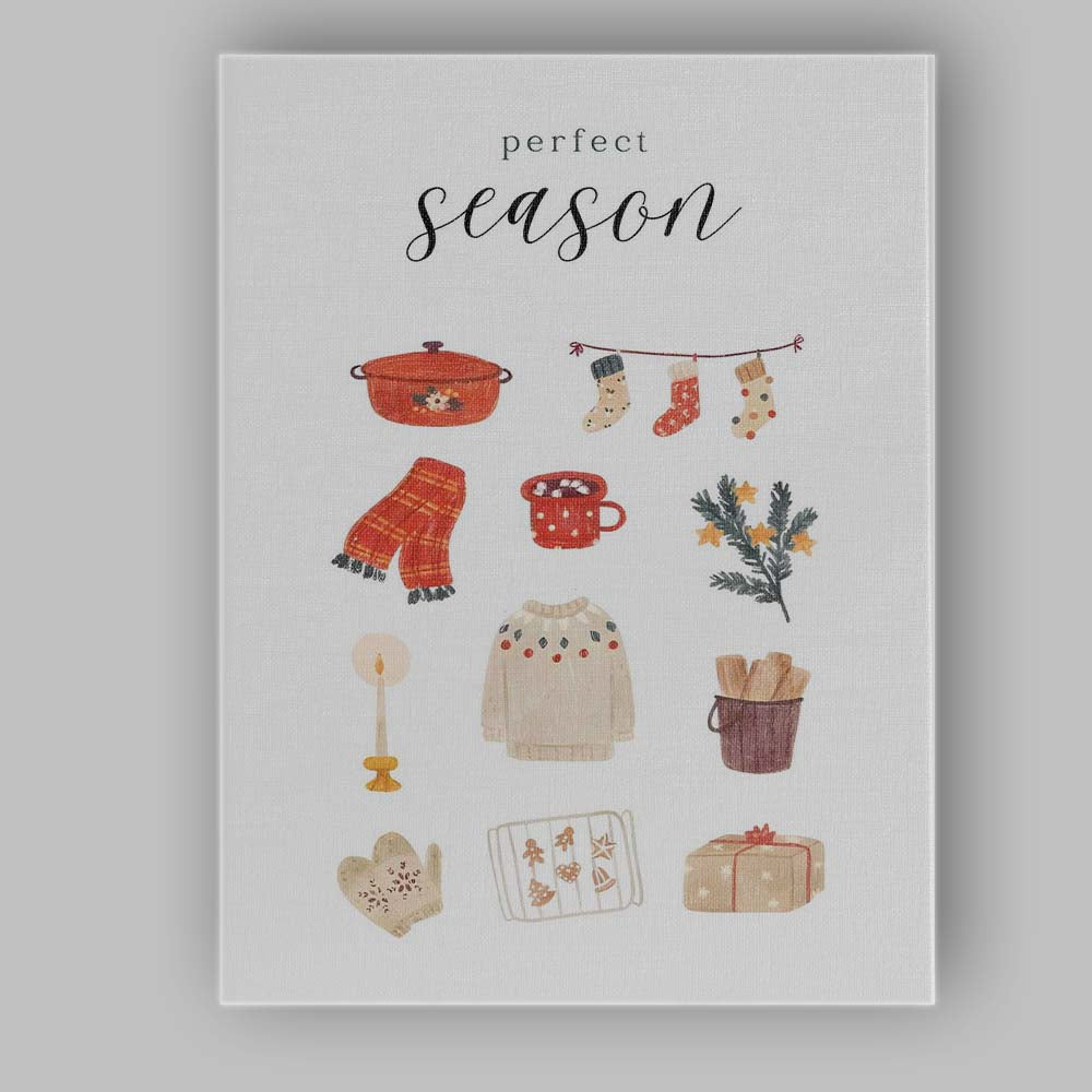 Cosy Christmas Essentials Watercolour Holiday Collection Minimalist Illustration Canvas Wall Art Print Decor Picture Ready to Hang