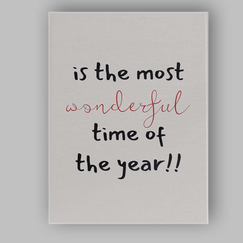 Wonderful Time of the Year Christmas Typography Quote Canvas Wall Art Print Decor Picture Ready to Hang
