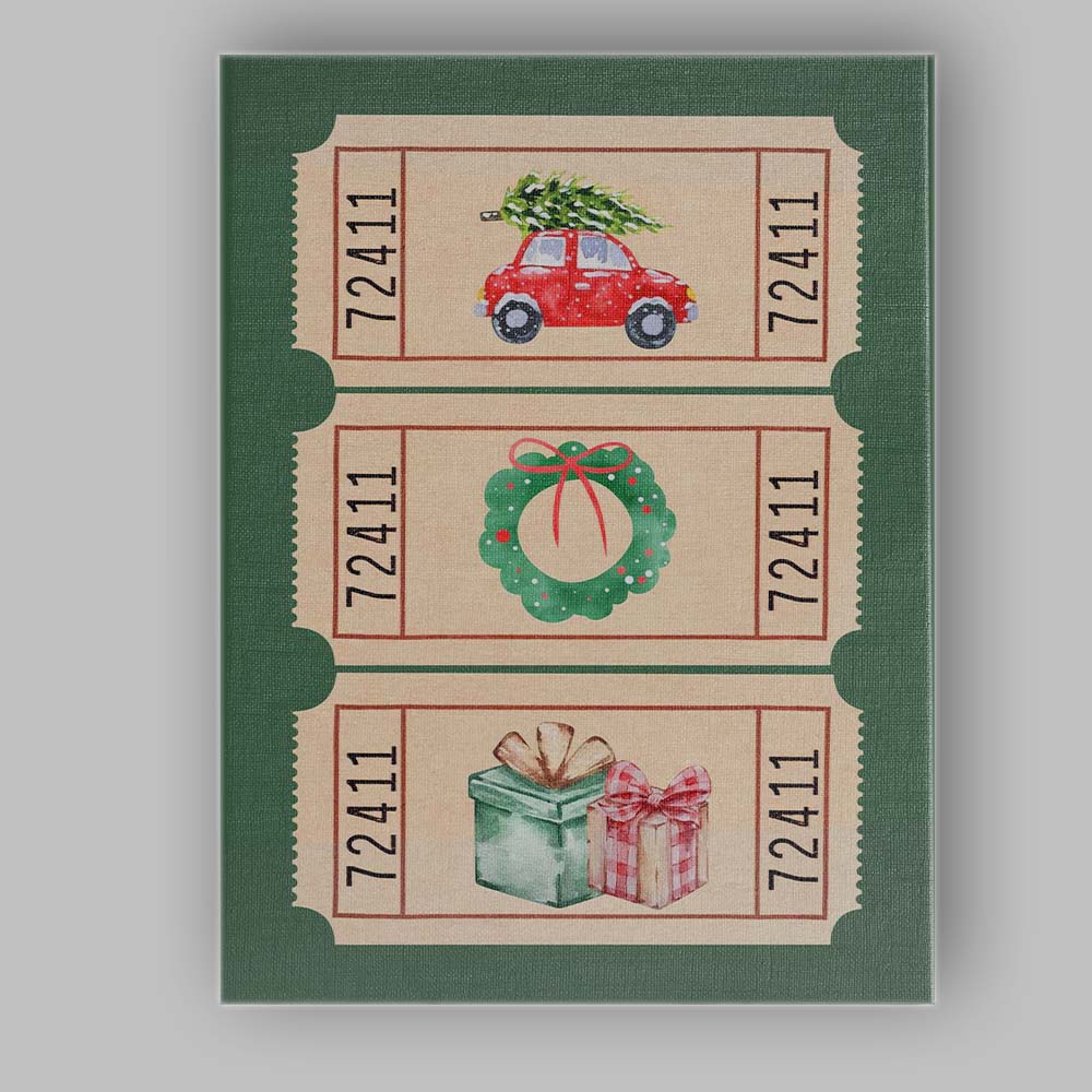 Watercolour Christmas Car Wreath And Gift Ticket Collection Canvas Wall Art Print Decor Picture Ready to Hang