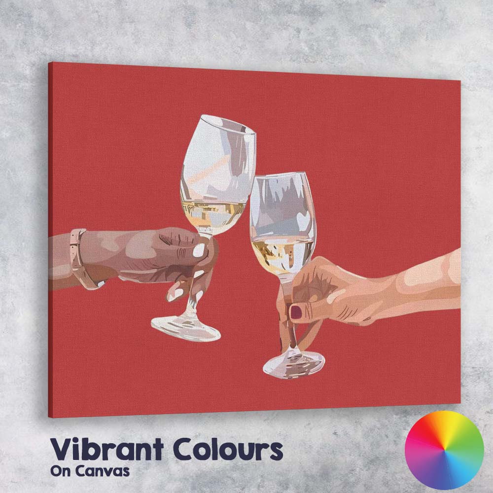 Christmas Wine Glass Toast Celebration Minimalist Illustration Canvas Wall Art Print Decor Picture Ready to Hang