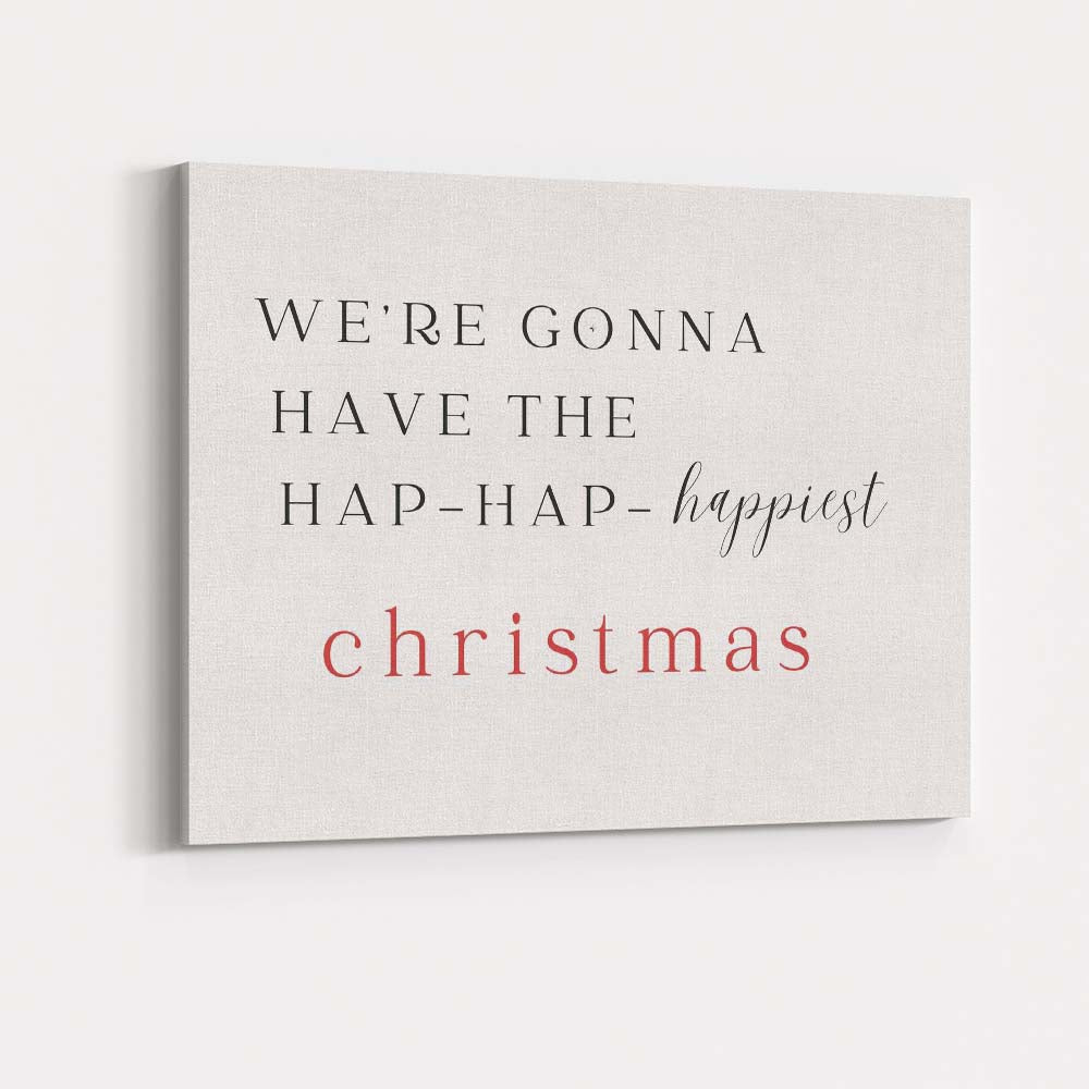 Minimalist Christmas Typography Happiest Christmas Quote Canvas Wall Art Print Decor Picture Ready to Hang