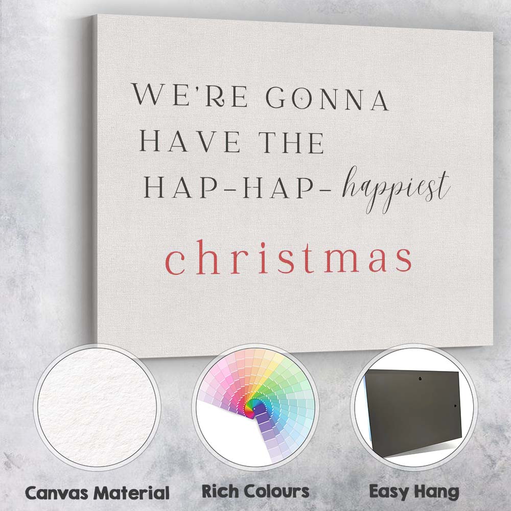 Minimalist Christmas Typography Happiest Christmas Quote Canvas Wall Art Print Decor Picture Ready to Hang