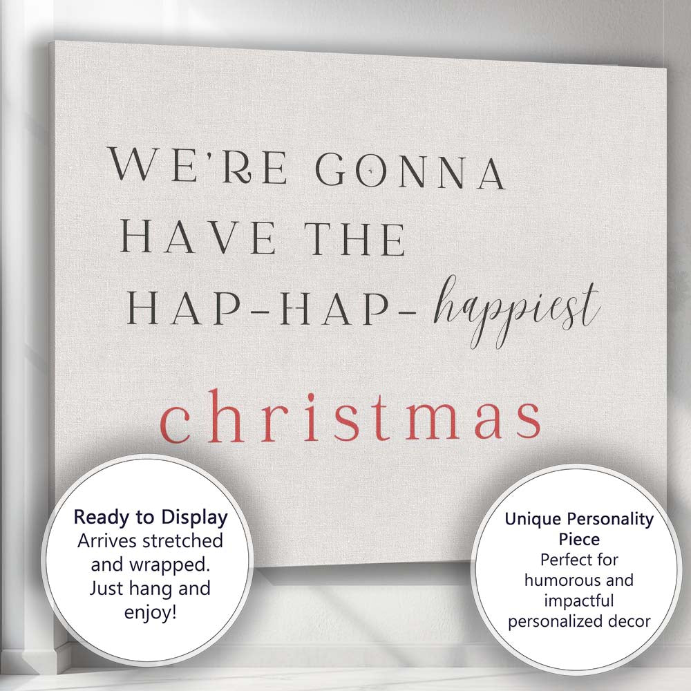 Minimalist Christmas Typography Happiest Christmas Quote Canvas Wall Art Print Decor Picture Ready to Hang