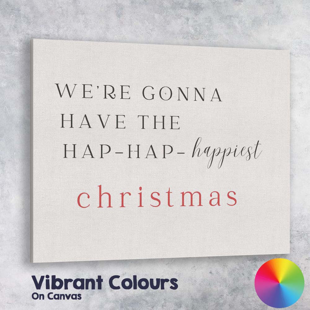 Minimalist Christmas Typography Happiest Christmas Quote Canvas Wall Art Print Decor Picture Ready to Hang