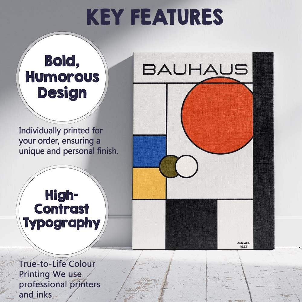 Minimalist Bauhaus Geometric Abstract Retro Design Canvas Wall Art Print Decor Picture Ready to Hang