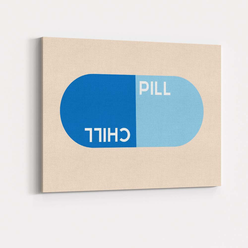 Blue Chill Pill Retro Capsule Graphic Canvas Wall Art Print Decor Picture Ready to Hang