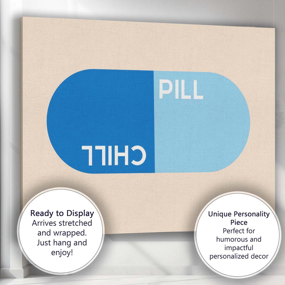Blue Chill Pill Retro Capsule Graphic Canvas Wall Art Print Decor Picture Ready to Hang