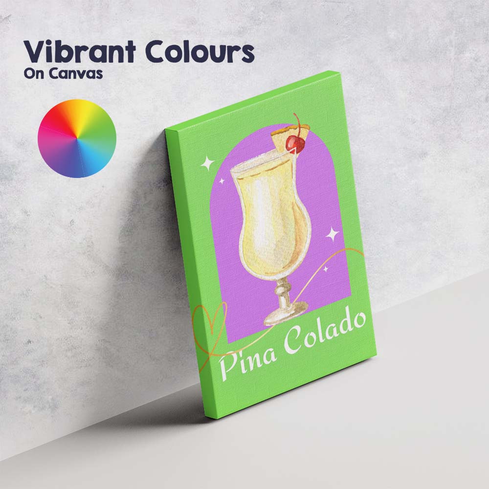 Green Pina Colada Tropical Cocktail Watercolour Illustration Canvas Wall Art Print Decor Picture Ready to Hang
