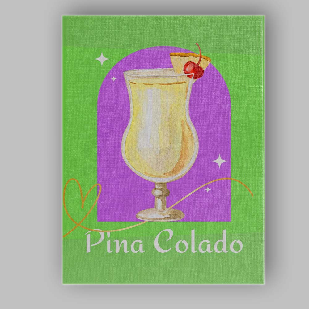 Green Pina Colada Tropical Cocktail Watercolour Illustration Canvas Wall Art Print Decor Picture Ready to Hang