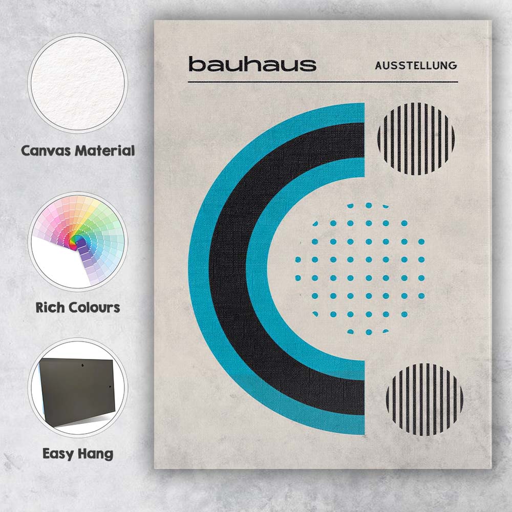 Minimalist Bauhaus Geometric Abstract Blue Black Exhibition Poster Canvas Wall Art Print Decor Picture Ready to Hang