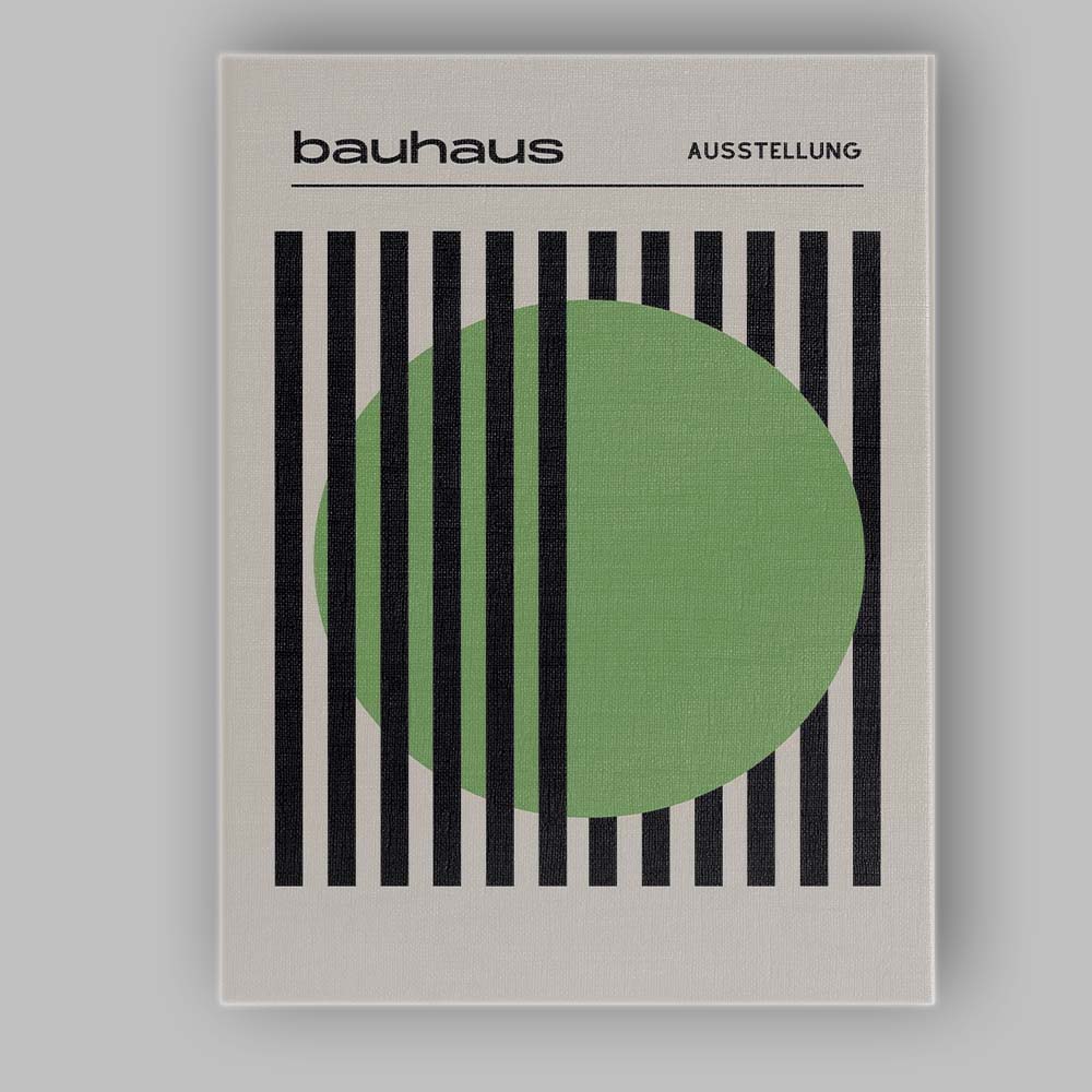 Minimalist Bauhaus Green Circle Black Stripe Abstract Poster Canvas Wall Art Print Decor Picture Ready to Hang