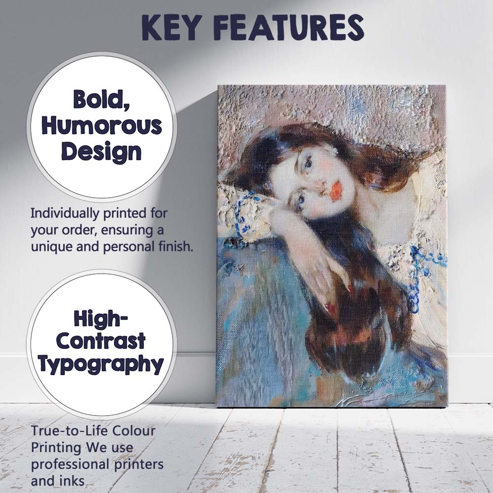 Soft Impressionist Woman Resting Portrait Oil Painting Canvas Wall Art Print Decor Picture Ready to Hang