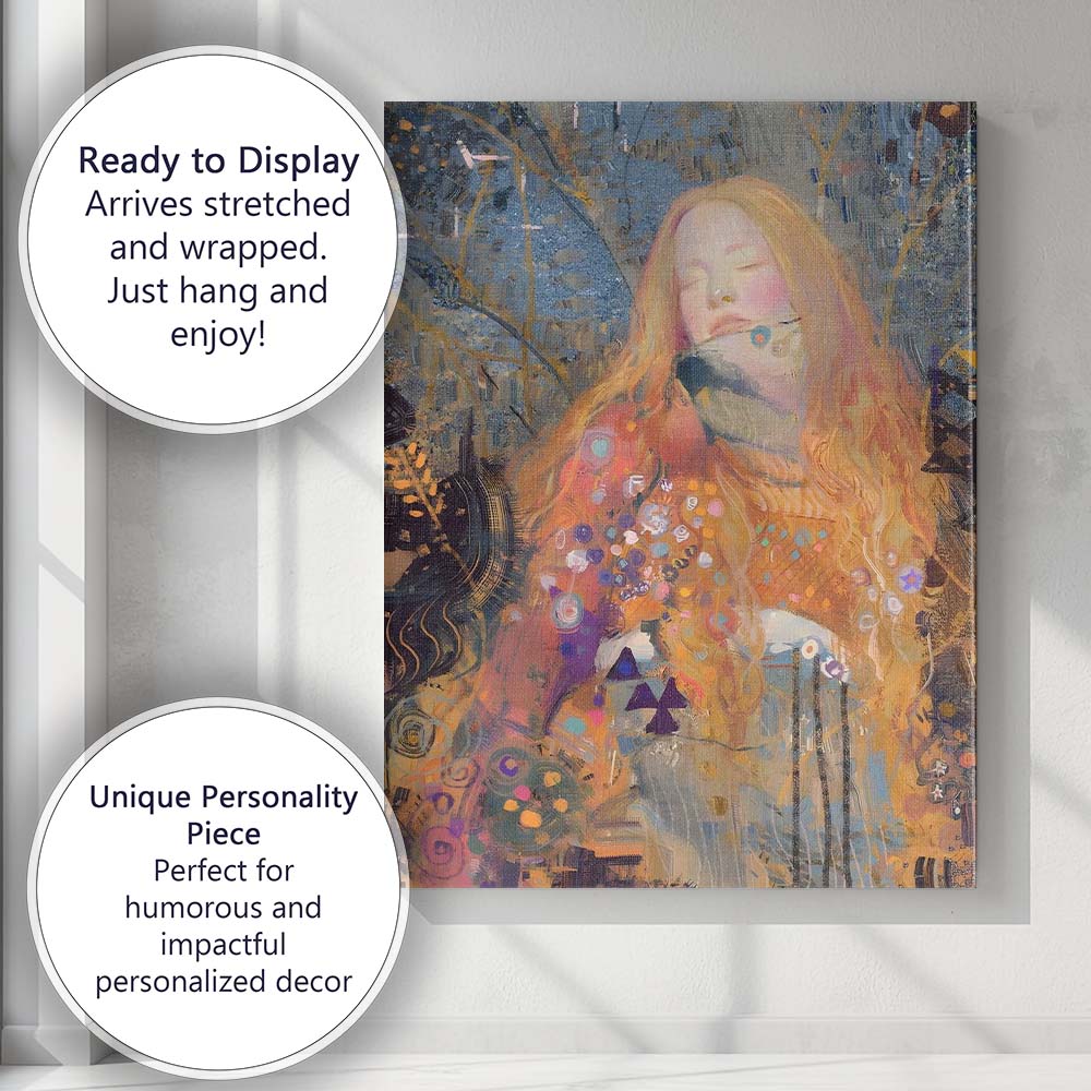 Dreamy Abstract Sleeping Woman Mixed Media Portrait Canvas Wall Art Print Decor Picture Ready to Hang