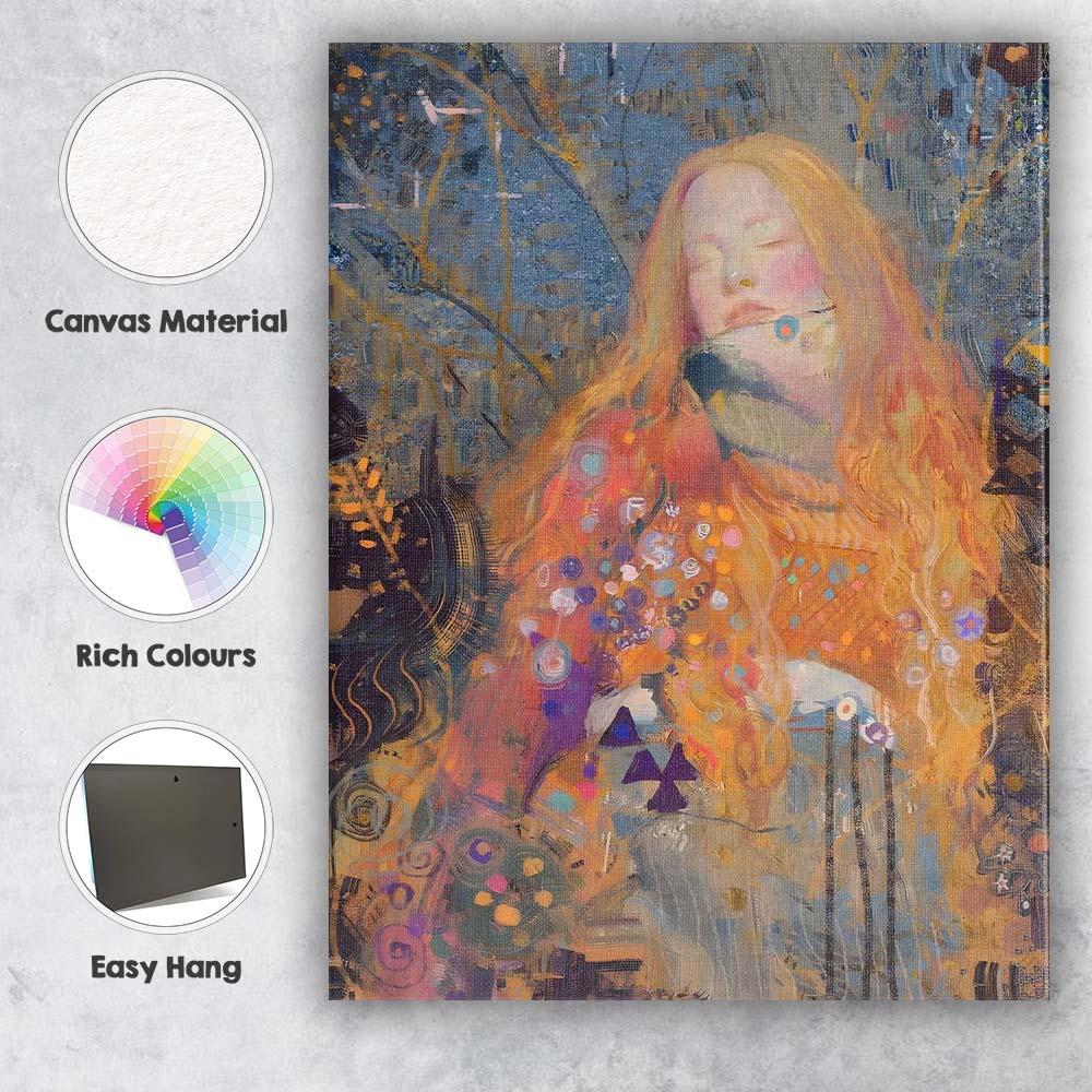Dreamy Abstract Sleeping Woman Mixed Media Portrait Canvas Wall Art Print Decor Picture Ready to Hang