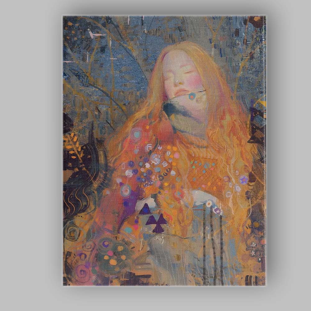 Dreamy Abstract Sleeping Woman Mixed Media Portrait Canvas Wall Art Print Decor Picture Ready to Hang