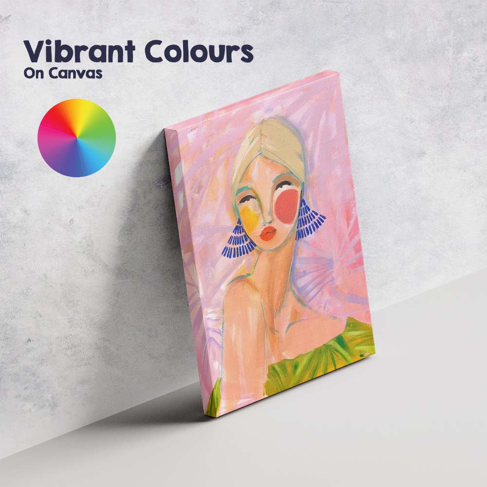 Abstract Pastel Blonde Woman Portrait Expressionist Canvas Wall Art Print Decor Picture Ready to Hang