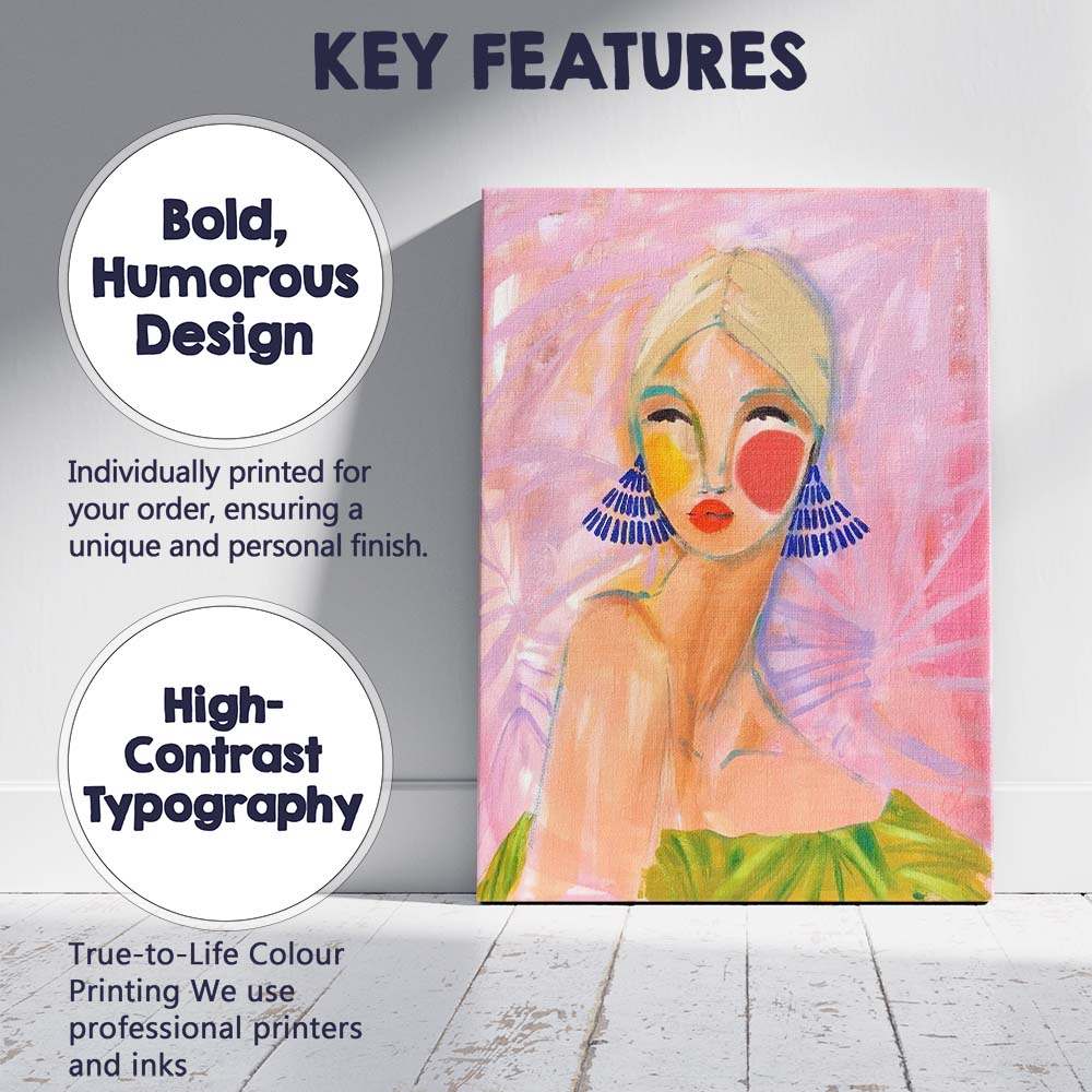 Abstract Pastel Blonde Woman Portrait Expressionist Canvas Wall Art Print Decor Picture Ready to Hang
