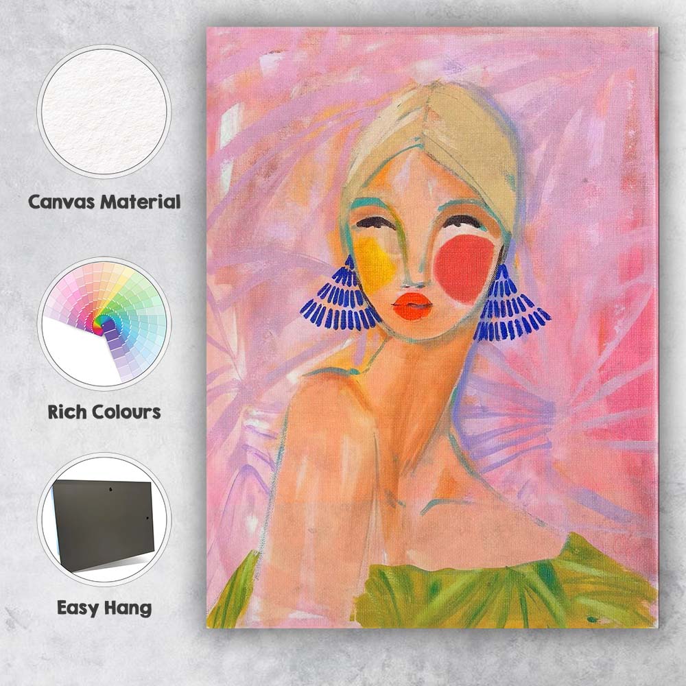 Abstract Pastel Blonde Woman Portrait Expressionist Canvas Wall Art Print Decor Picture Ready to Hang