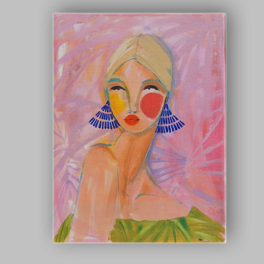 Abstract Pastel Blonde Woman Portrait Expressionist Canvas Wall Art Print Decor Picture Ready to Hang