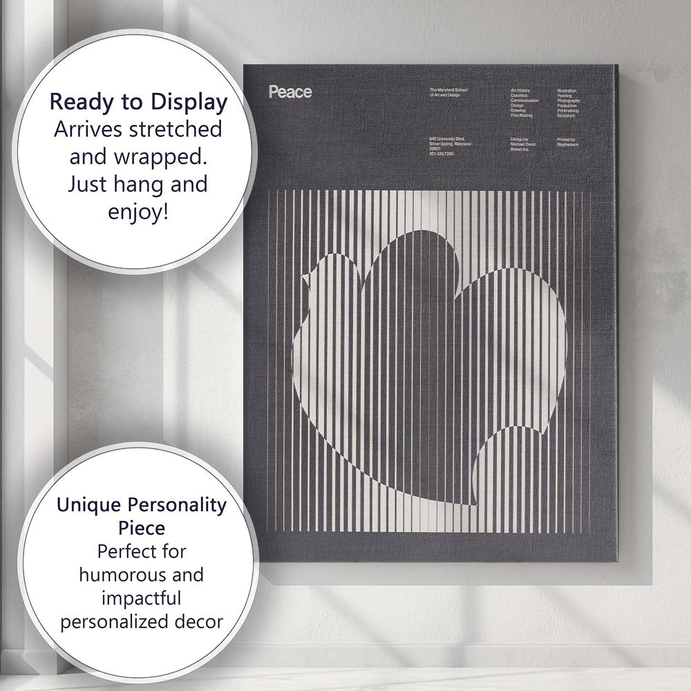 Abstract Black White Optical Illusion Peace Graphic Poster Canvas Wall Art Print Decor Picture Ready to Hang