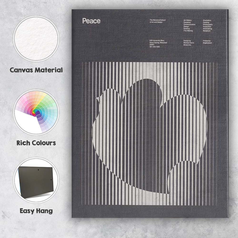 Abstract Black White Optical Illusion Peace Graphic Poster Canvas Wall Art Print Decor Picture Ready to Hang