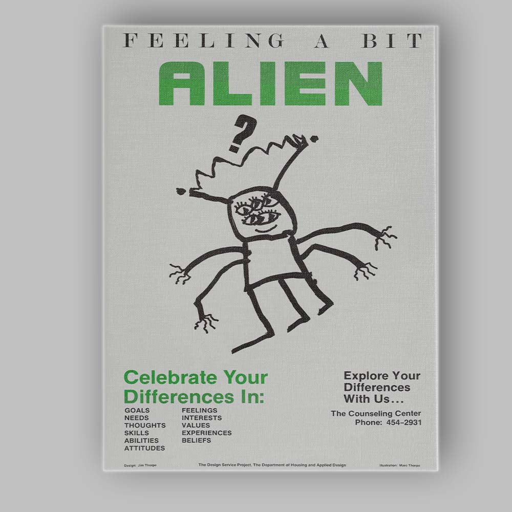 Retro Feeling A Bit Alien Humorous Character Typography Poster Canvas Wall Art Print Decor Picture Ready to Hang
