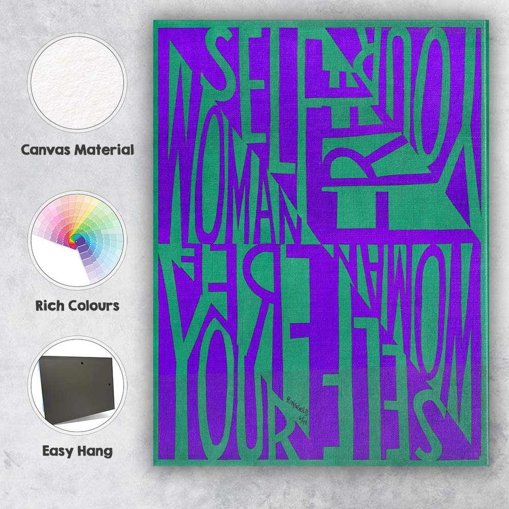 Abstract Purple Green Typography Inspirational Quote Modern Graphic Canvas Wall Art Print Decor Picture Ready to Hang