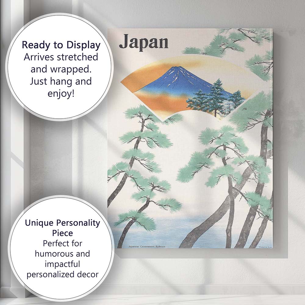 Elegant Japan Mount Fuji Pine Trees Travel Poster Canvas Wall Art Print Decor Picture Ready to Hang