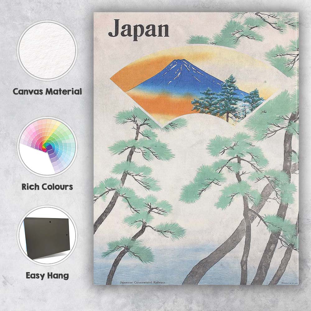 Elegant Japan Mount Fuji Pine Trees Travel Poster Canvas Wall Art Print Decor Picture Ready to Hang