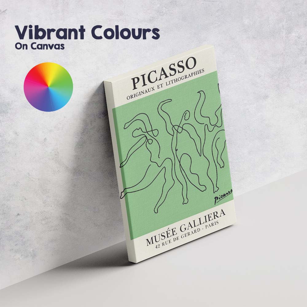 Abstract Picasso Line Drawing Sage Green Modernist Exhibition Canvas Wall Art Print Decor Picture Ready to Hang