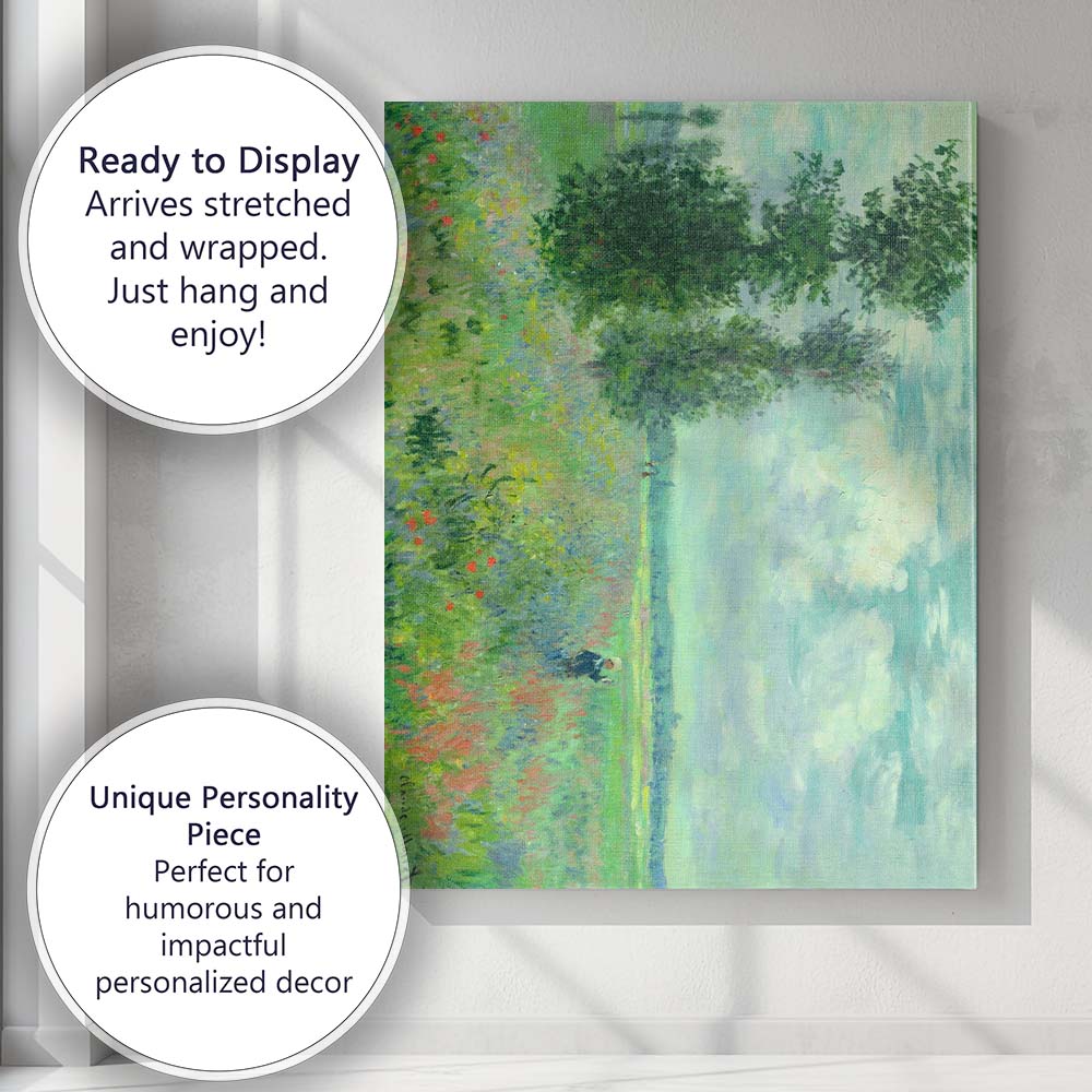 Claude Monet Wildflower Meadow Landscape Impressionist Painting Canvas Wall Art Print Decor Picture Ready to Hang