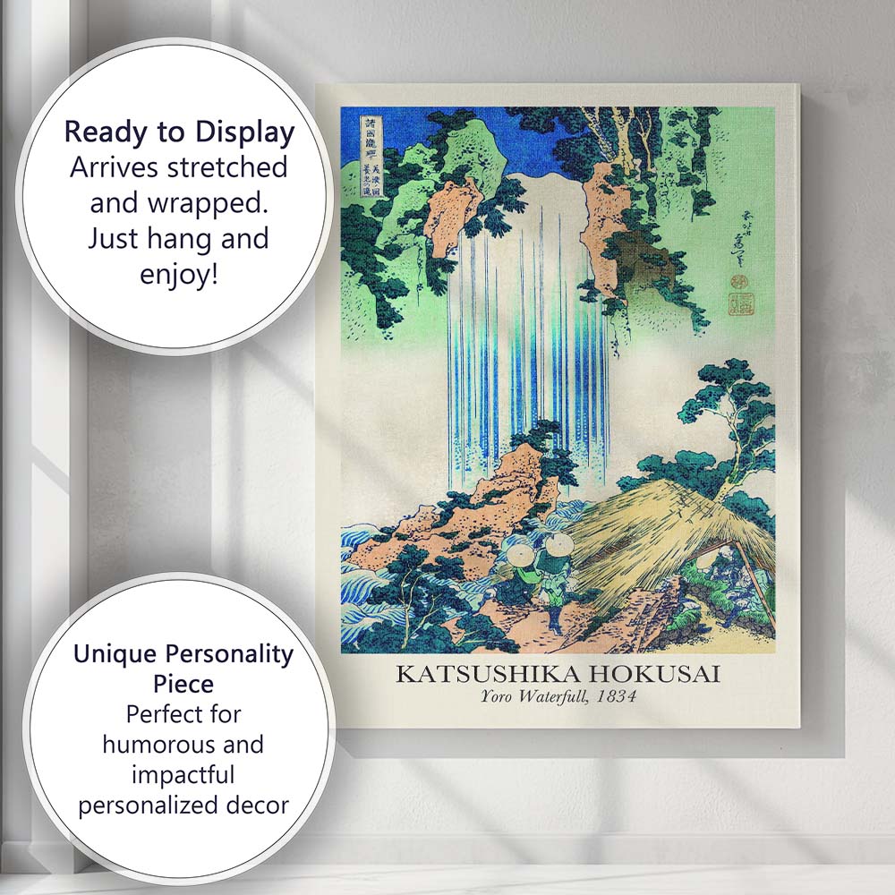 Hokusai Yoro Waterfall Japanese Ukiyo E Landscape Canvas Wall Art Print Decor Picture Ready to Hang