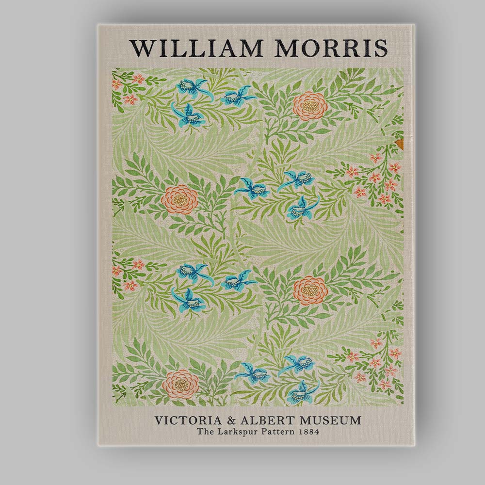 William Morris Larkspur Floral Botanical Pattern Design Canvas Wall Art Print Decor Picture Ready to Hang