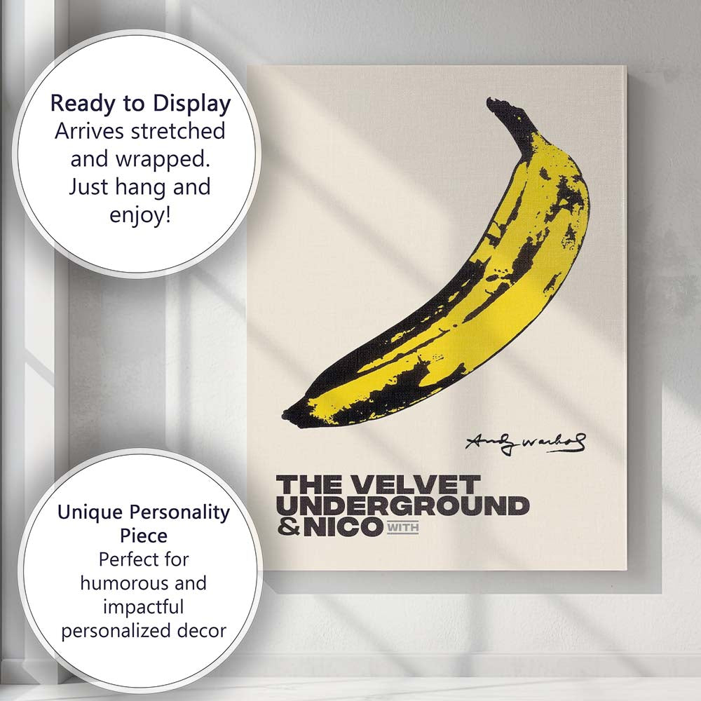 Pop Art Yellow Banana Music Album Inspired Graphic Canvas Wall Art Print Decor Picture Ready to Hang