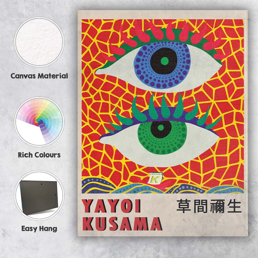 Yayoi Kusama Vibrant Pop Art Eye Pattern Illustration Canvas Wall Art Print Decor Picture Ready to Hang
