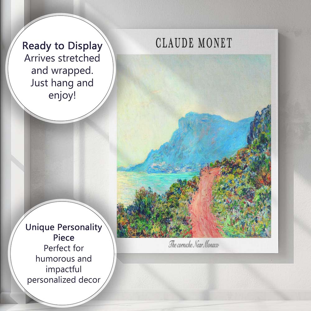 Claude Monet Coastal Landscape Impressionist Painting Canvas Wall Art Print Decor Picture Ready to Hang