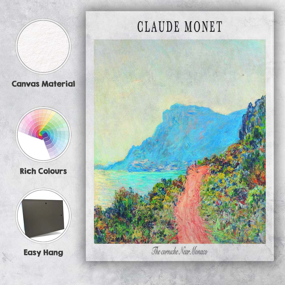 Claude Monet Coastal Landscape Impressionist Painting Canvas Wall Art Print Decor Picture Ready to Hang