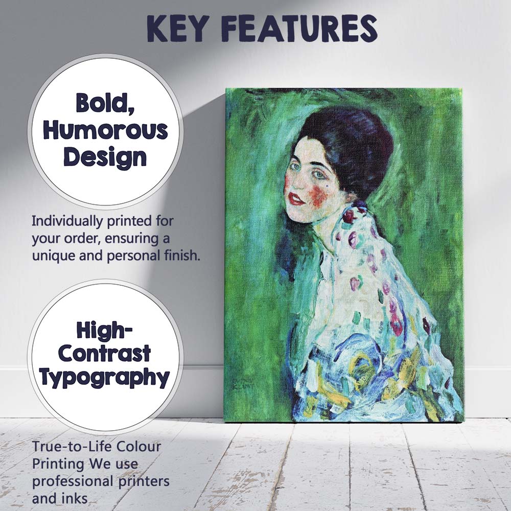 Gustav Klimt Lady Portrait Expressionist Figure Painting Canvas Wall Art Print Decor Picture Ready to Hang