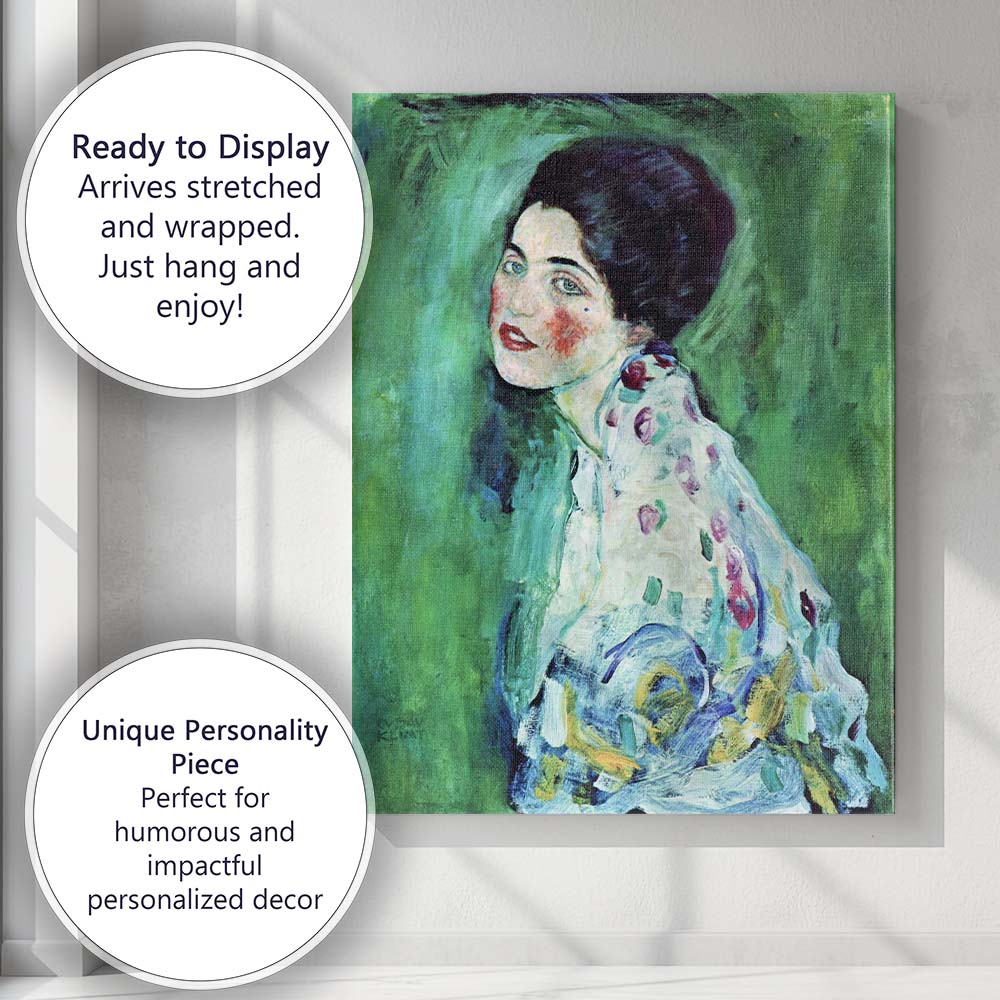 Gustav Klimt Lady Portrait Expressionist Figure Painting Canvas Wall Art Print Decor Picture Ready to Hang