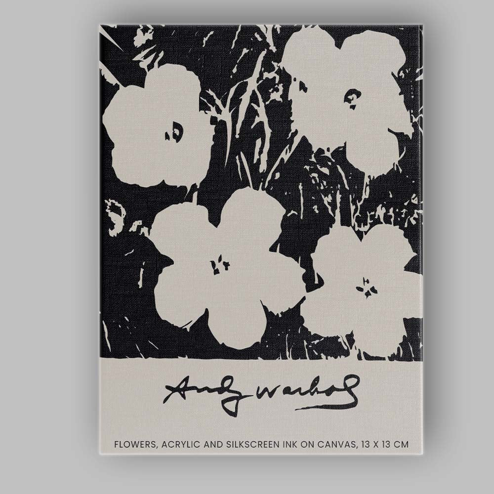 Monochrome Pop Art Floral Silkscreen Flowers Contemporary Botanical Canvas Wall Art Print Decor Picture Ready to Hang