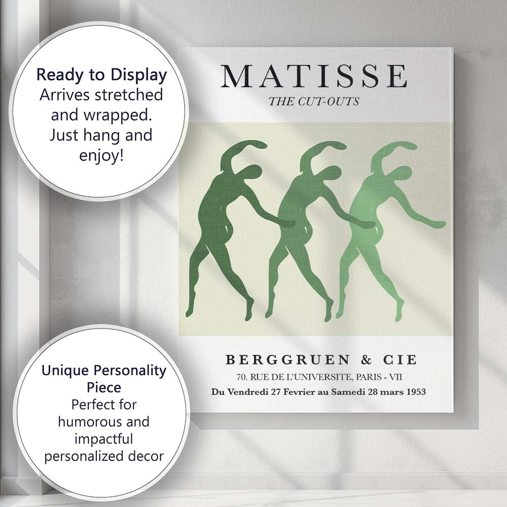 Matisse Inspired Cut Out Dancers Minimalist Modern Art Canvas Wall Art Print Decor Picture Ready to Hang