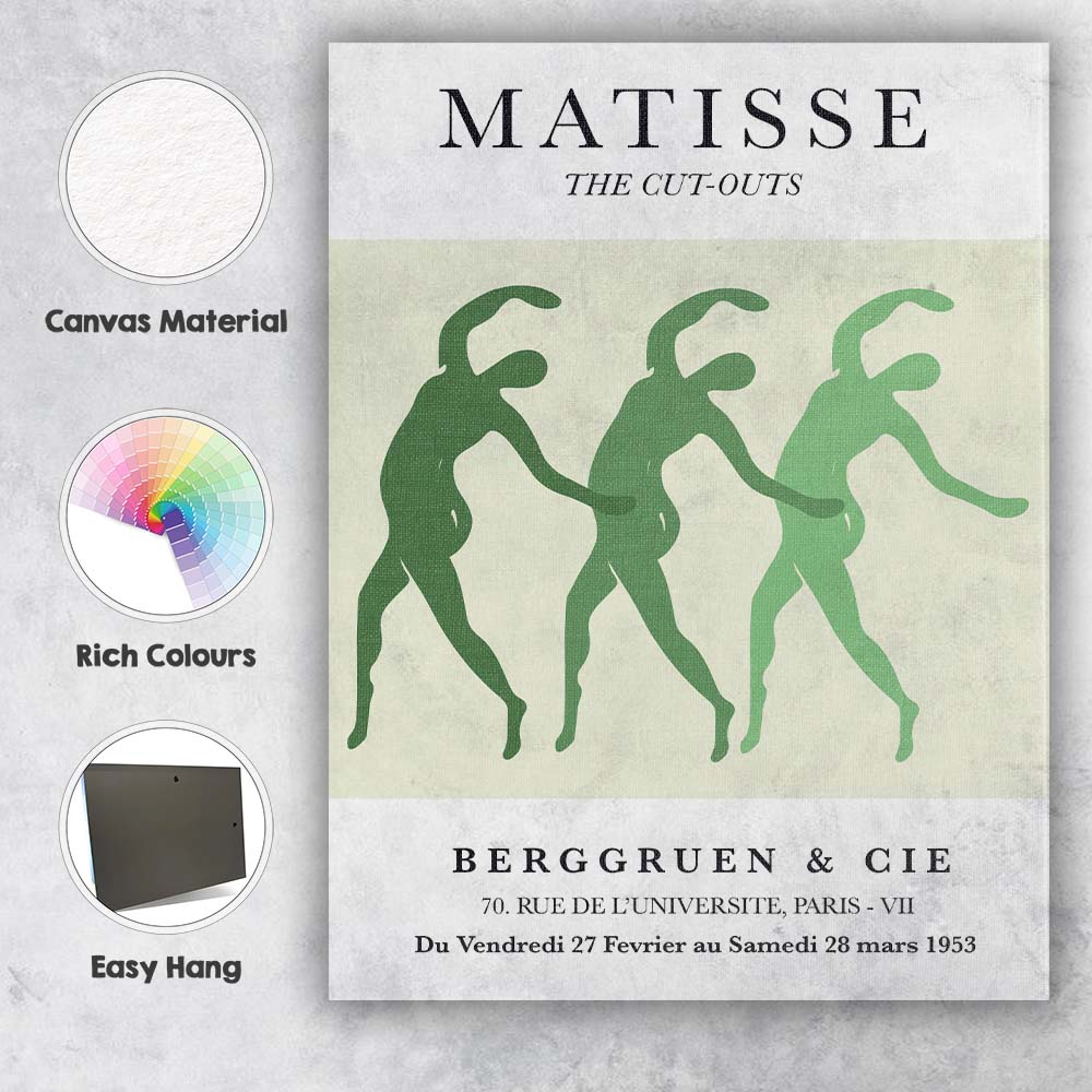 Matisse Inspired Cut Out Dancers Minimalist Modern Art Canvas Wall Art Print Decor Picture Ready to Hang