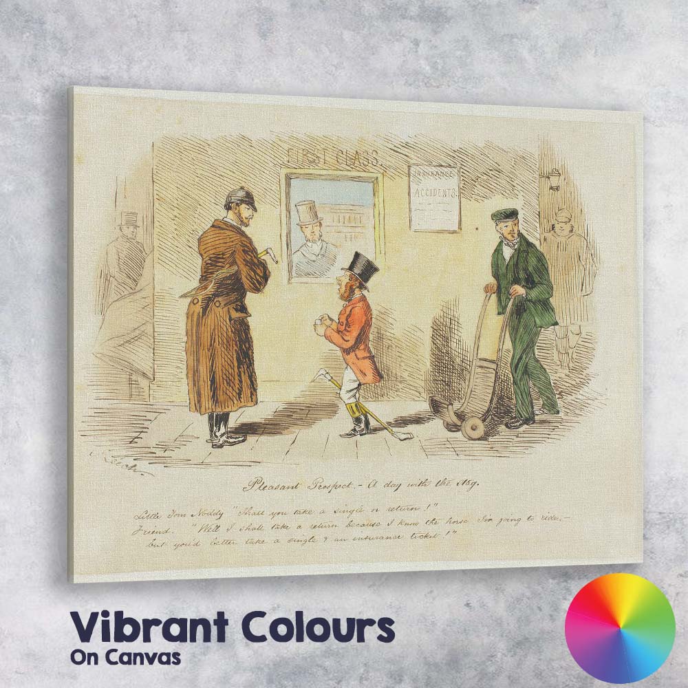 Victorian Street Scene Satirical Gentleman Illustration Canvas Wall Art Print Decor Picture Ready to Hang