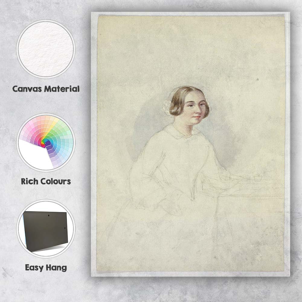 Elegant Victorian Lady Portrait Soft Watercolour Drawing Canvas Wall Art Print Decor Picture Ready to Hang