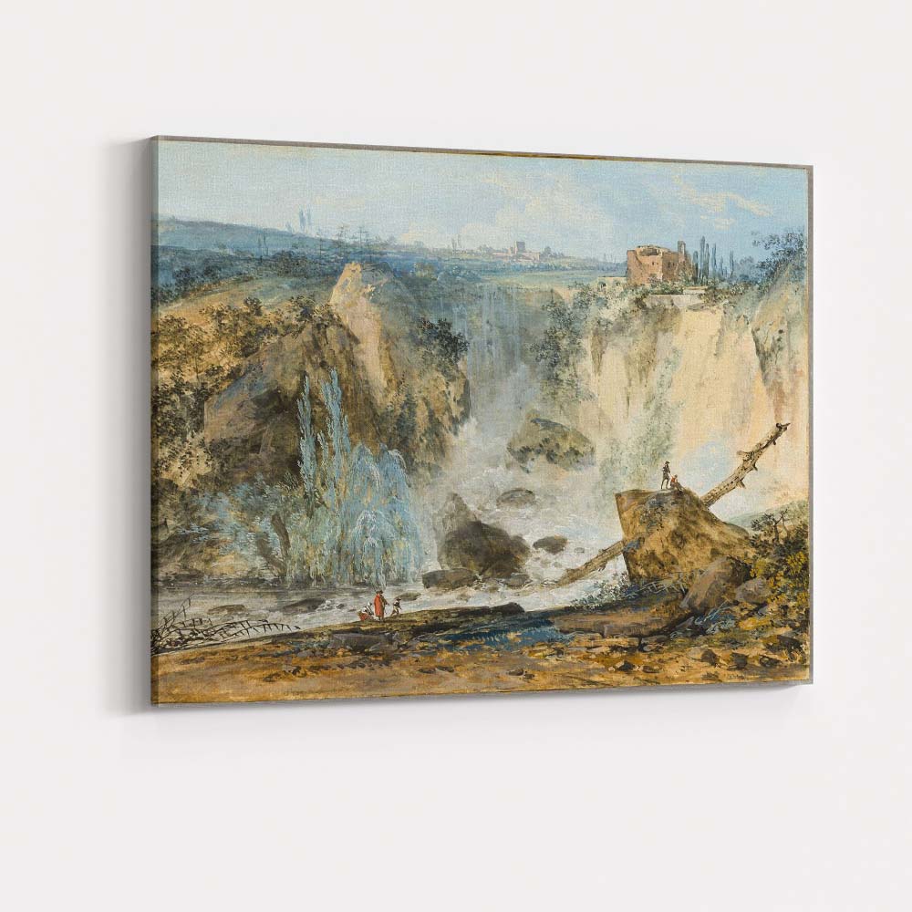 Dramatic Waterfall Gorge Landscape Antique Watercolour Canvas Wall Art Print Decor Picture Ready to Hang