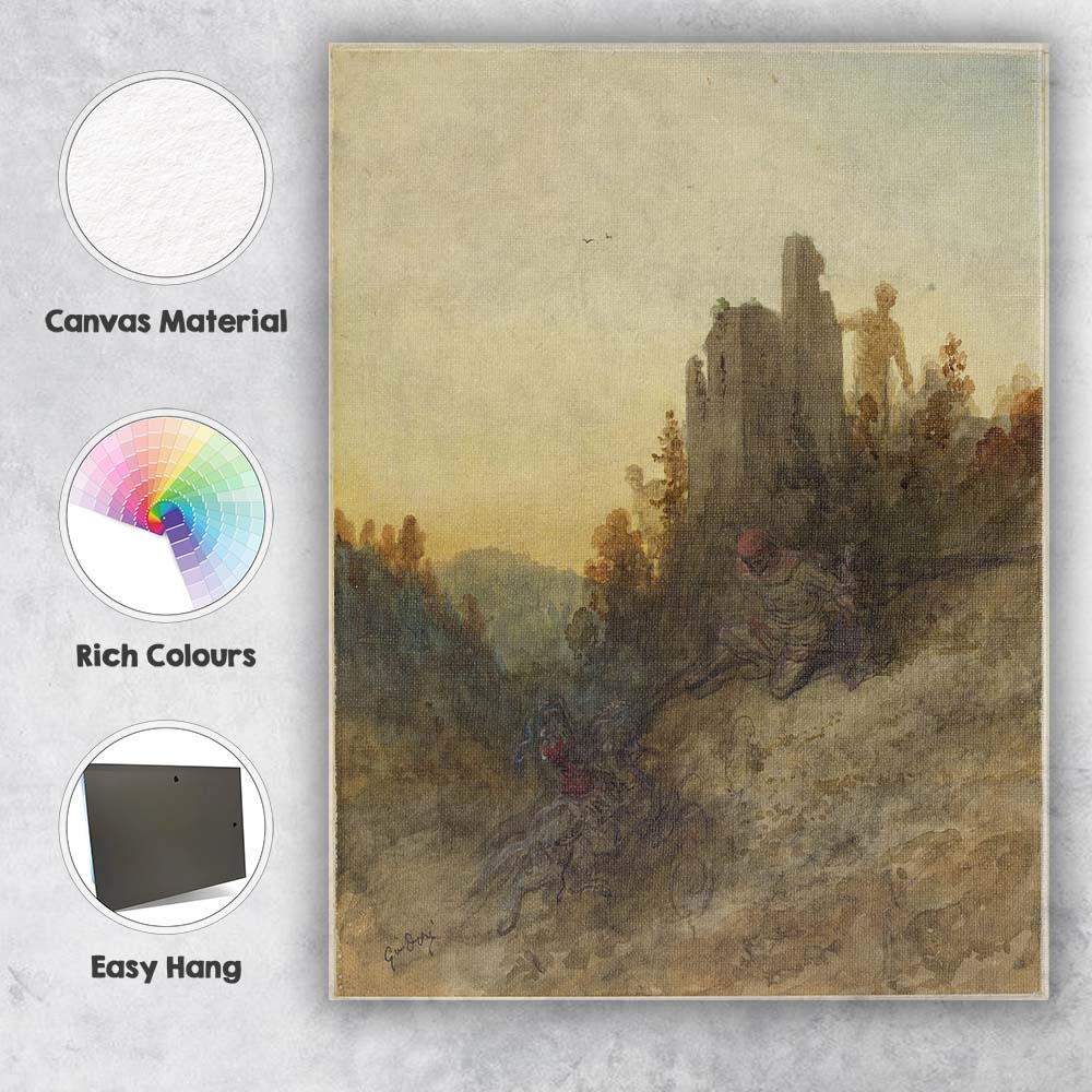 Romantic Medieval Ruins Knightly Fantasy Watercolour Canvas Wall Art Print Decor Picture Ready to Hang