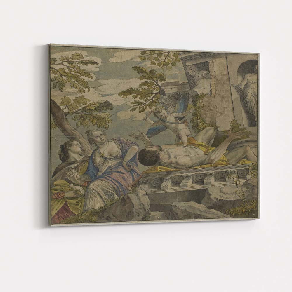 Classical Mythological Cupid and Lovers Antique Illustration Canvas Wall Art Print Decor Picture Ready to Hang