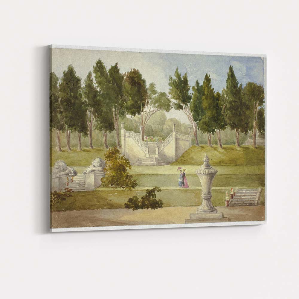 Formal Garden Terrace Classical Estate Landscape Canvas Wall Art Print Decor Picture Ready to Hang